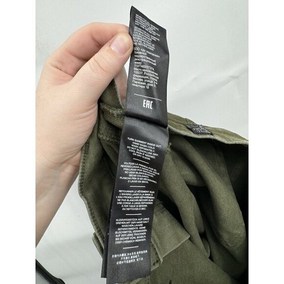 7 For All Mankind Armycoated Cargo Pant Women 29 Green Zip Ankle Grunge Skinny - Picture 7 of 14